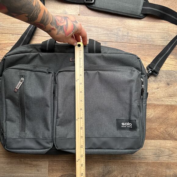 SOLO New York Duane Hybrid Briefcase‎ Backpack Black Removable Shoulder Strap - Picture 9 of 10